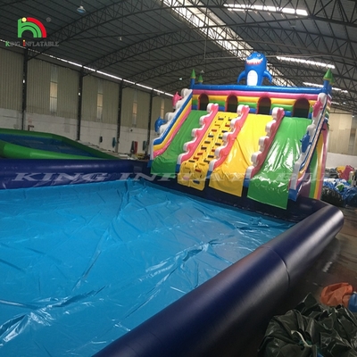 Outdoor Games Inflatable Slide Park Inflate Large Inflatable Water Slides With Swimming Pool