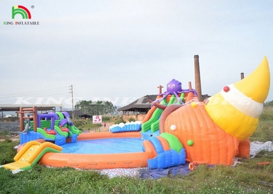 Inflatable Large Water Park With Water Slide And Pool