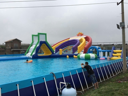 Inflatable Water Slide Park Outdoor Bounce House With Water Pool Park