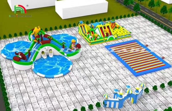 Large Inflatable Bouncy Jumping Castle Water Park Playground Slide With Swimming Pool Outdoor Amusement Children