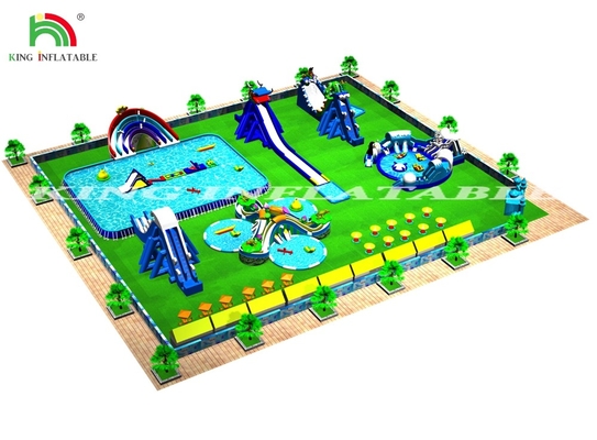 Water Park Project Design Playground Games Inflatable Obstacle Course Water Bouncy Slide With Pool