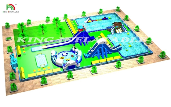 Water Park Project Design Playground Games Inflatable Obstacle Course Water Bouncy Slide With Pool