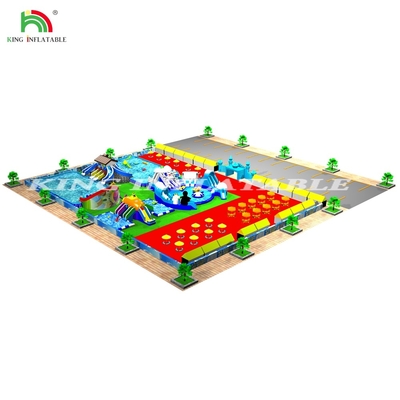 Commercial Water Play Equipment Mobile Land Inflatable Ground Water Park With Large Pool Slide For Adults