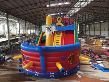 Outdoor 0.55mm PVC Blow Up Pirate Ship Dry Slide Waterproof With CE Certificated