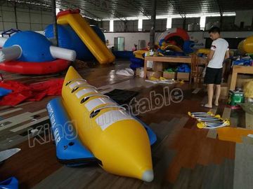 Blue And Yellow Inflatable Fly Fishing Boats / Inflatable Banana Boat 4 Seats