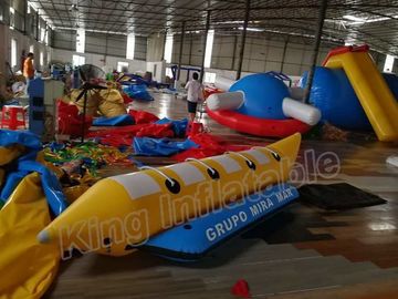 Blue And Yellow Inflatable Fly Fishing Boats / Inflatable Banana Boat 4 Seats