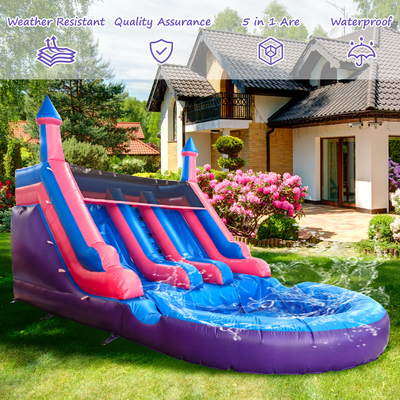 Outdoor Commercial Double Lane Inflatable Water Slides With Pool