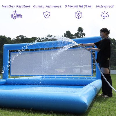 33FT Inflatable Volleyball Court Pool Blue Beach Water Volleyball Net Field With Air Pump For Outdoor Sport Game