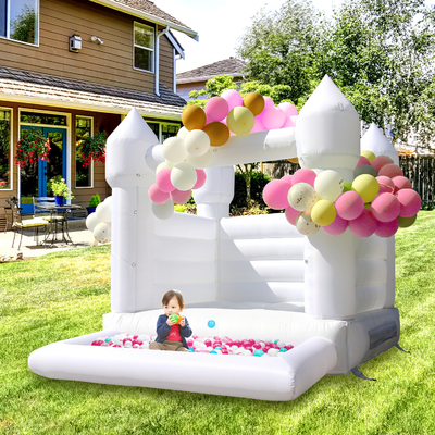 Commercial Party Rental Inflatable Bouncer Castle Jumper Bounce House White Bouncy Castle With Pool