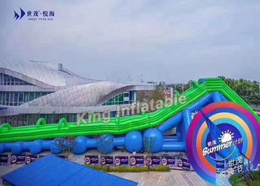 Customized Giant Green Inflatable City Water Slide , Slip N Slide The City