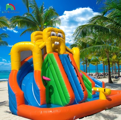Commercial Water Slide Inflatable Kids Outdoor Double Lane Water Slide Bounce House Inflatable Water Slide with Pool