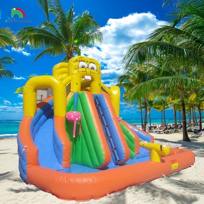Commercial Water Slide Inflatable Kids Outdoor Double Lane Water Slide Bounce House Inflatable Water Slide with Pool