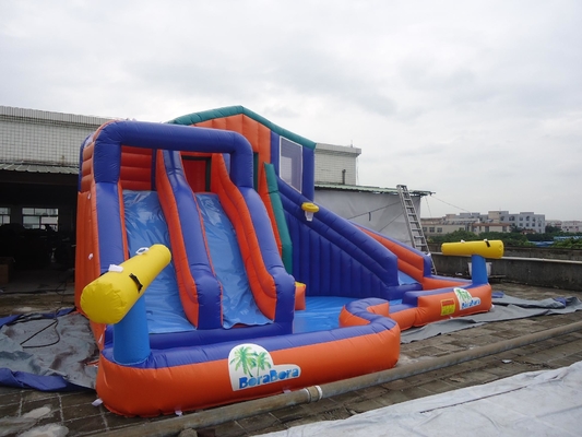 Outdoor Giant Double Track Inflatable Bouncer Water Slide Water Park