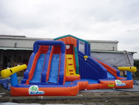 Outdoor Giant Double Track Inflatable Bouncer Water Slide Water Park