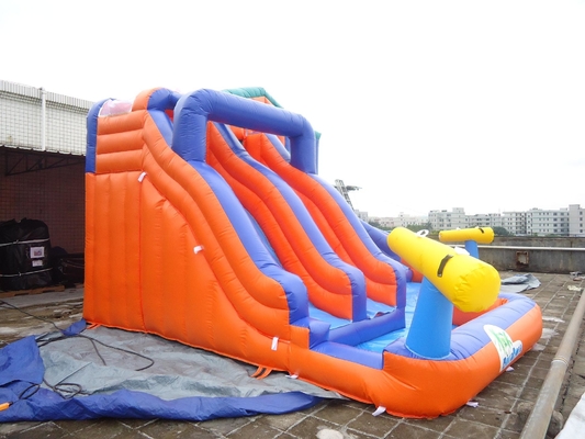 Outdoor Giant Double Track Inflatable Bouncer Water Slide Water Park