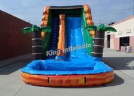 Bright Inflatable Jumping Slide , Tropical 18 Feet Water Slide With PVC Tarpaulin