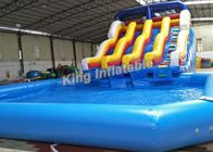 6.5m High Giant Double Lane Inflatalbe Water Slide With Swimming Pool
