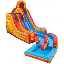 20 Feet Big Yellow / Blue Fire &amp; Ice Wet Dry Inflatable Water Slide For Water Park