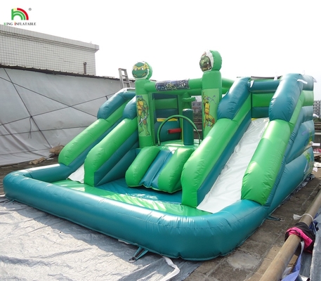 Commercial Water Slide Inflatable Kids Outdoor Double Lane Water Slide Bounce House Inflatable Water Slide with Pool