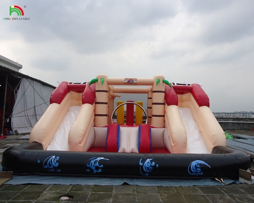 Custom Inflatable Bouncer Combo Castle Dry And Wet Combo Double Lane Inflatable Water Slide with Pool