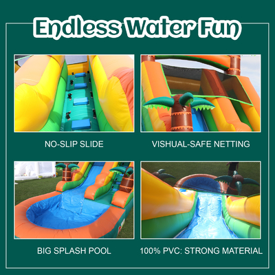 Commercial Dry and Wet Water Slide Inflatable Tropical Fiesta Breeze Kids Inflatable Water Slide with Pool