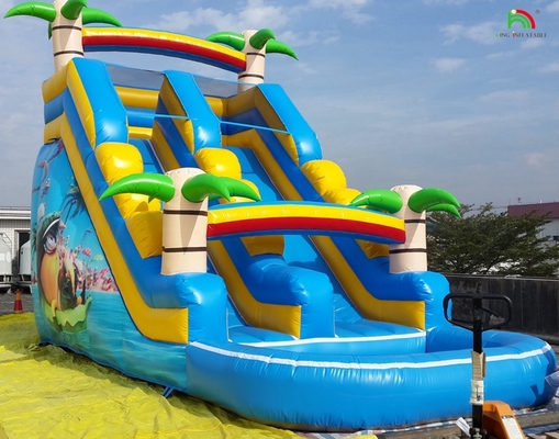 Double Slide Inflatable Water Slide Palm Tree Inflatable Wet Dry Slide For Kids And Adults