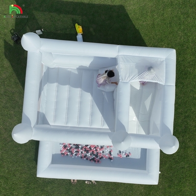 Commercial White Inflatable Bounce Castle House Kids Water Slide With Ball Pit