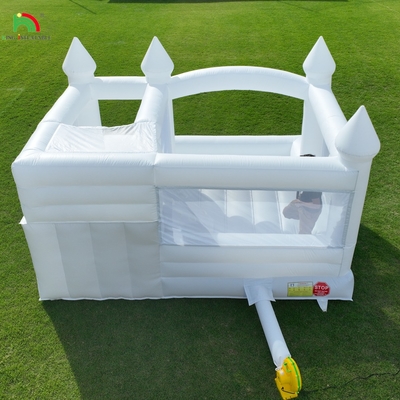 Commercial White Inflatable Bounce Castle House Kids Water Slide With Ball Pit