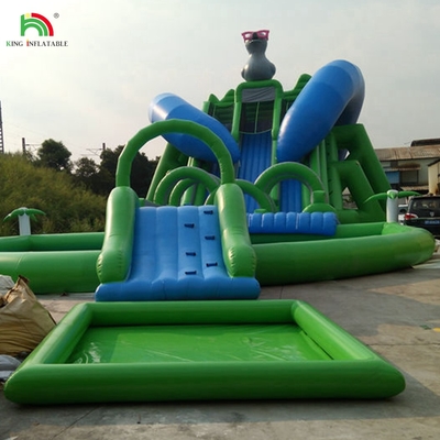 Large Inflatable Water Slide With Rainbow Double Lane Water Slide With Adult Swimming Pool