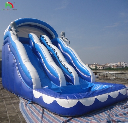 Large Inflatable Water Slide With Rainbow Double Lane Water Slide With Adult Swimming Pool