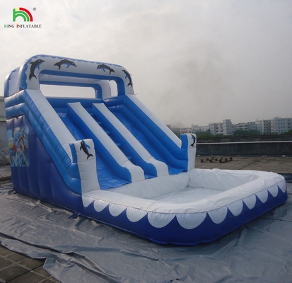Large Inflatable Water Slide With Rainbow Double Lane Water Slide With Adult Swimming Pool
