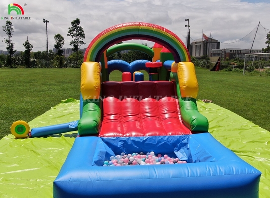 Kids Outdoor Party Inflatable Obstacle Bounce House With Slides , Ball Pit , Climbing , Obstacles , Blower