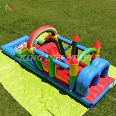 Kids Outdoor Party Inflatable Obstacle Bounce House With Slides , Ball Pit , Climbing , Obstacles , Blower