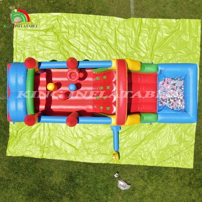 Kids Outdoor Party Inflatable Obstacle Bounce House With Slides , Ball Pit , Climbing , Obstacles , Blower