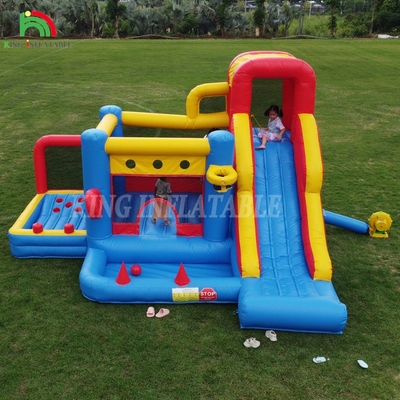 Inflatable Obstacle Course Bounce House Castle With Slides Bounce Area And Obstacles Climbing With Blower