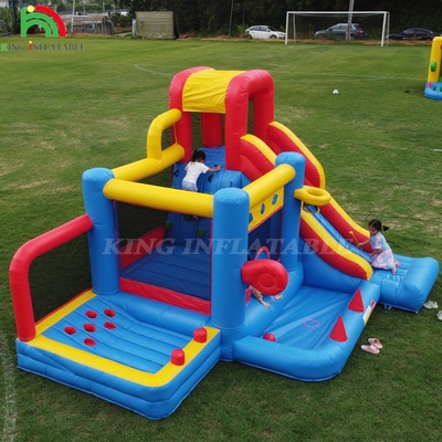 Inflatable Obstacle Course Bounce House Castle With Slides Bounce Area And Obstacles Climbing With Blower