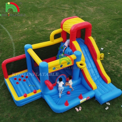 Inflatable Obstacle Course Bounce House Castle With Slides Bounce Area And Obstacles Climbing With Blower