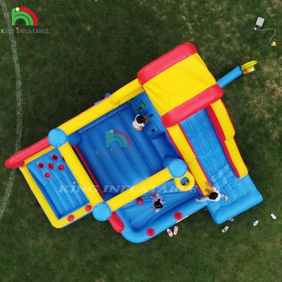 Inflatable Obstacle Course Bounce House Castle With Slides Bounce Area And Obstacles Climbing With Blower