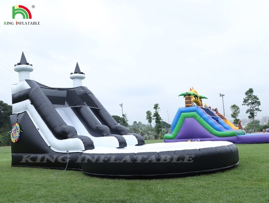 Black And White Commercial Inflatable Water Slide With Pool Water Slides Inflatable