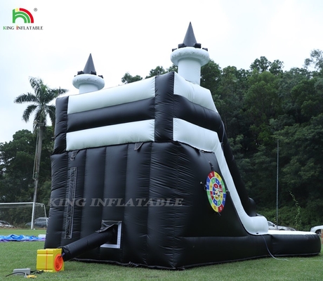 Black And White Commercial Inflatable Water Slide With Pool Water Slides Inflatable