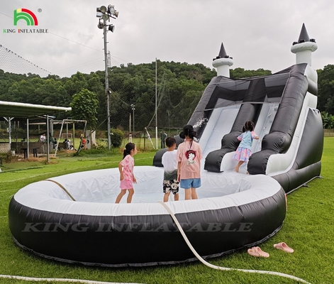 Black And White Commercial Inflatable Water Slide With Pool Water Slides Inflatable