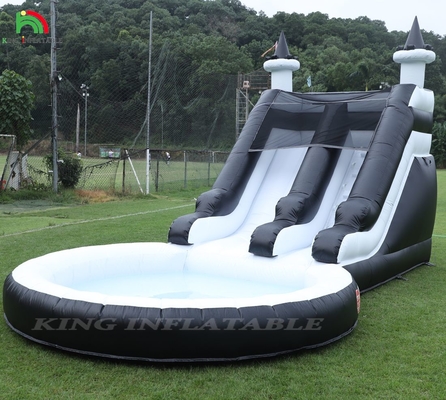 Black And White Commercial Inflatable Water Slide With Pool Water Slides Inflatable