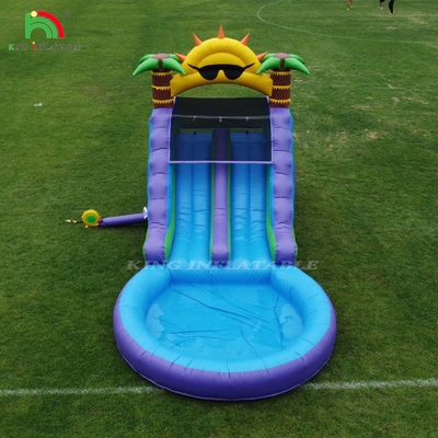 Double Lane Inflatable Water Slide Combo With Pool Obstacle To Climb Inflatable Pool Slides