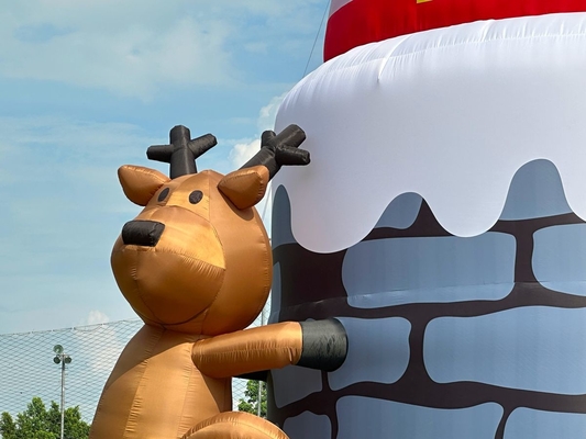 20FT 26ft 33ft Inflatable Santa Claus In Chimney With Reindeer Outdoor Christmas Decoration Blow Up Santa Claus