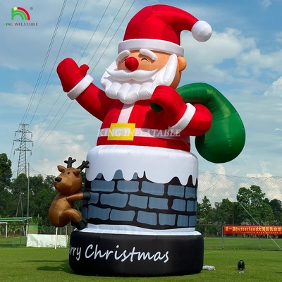 20FT 26ft 33ft Inflatable Santa Claus In Chimney With Reindeer Outdoor Christmas Decoration Blow Up Santa Claus