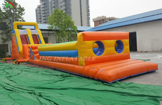 Custom Sport Inflatable Carnival Games Inflatable Challenge Race Obstacle Course With Double Lane Climbing And Slide