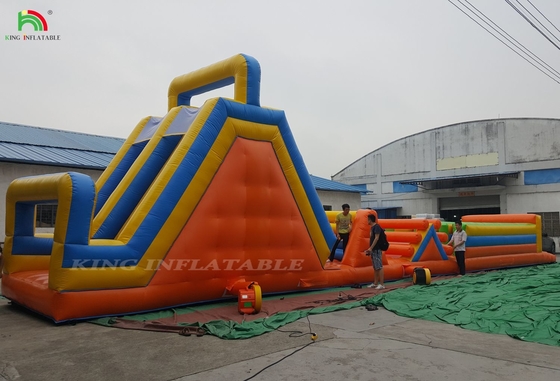 Custom Sport Inflatable Carnival Games Inflatable Challenge Race Obstacle Course With Double Lane Climbing And Slide