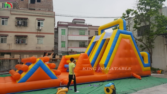 Custom Sport Inflatable Carnival Games Inflatable Challenge Race Obstacle Course With Double Lane Climbing And Slide
