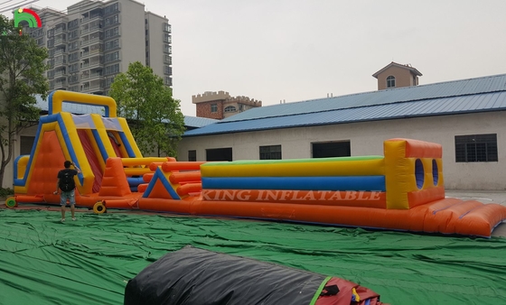 Custom Sport Inflatable Carnival Games Inflatable Challenge Race Obstacle Course With Double Lane Climbing And Slide
