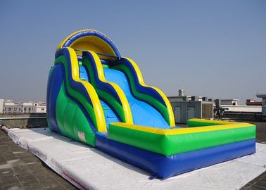 Commercial Inflatable Giant Jumping Water Slide Twist wave slide With Pool 18 * 8m